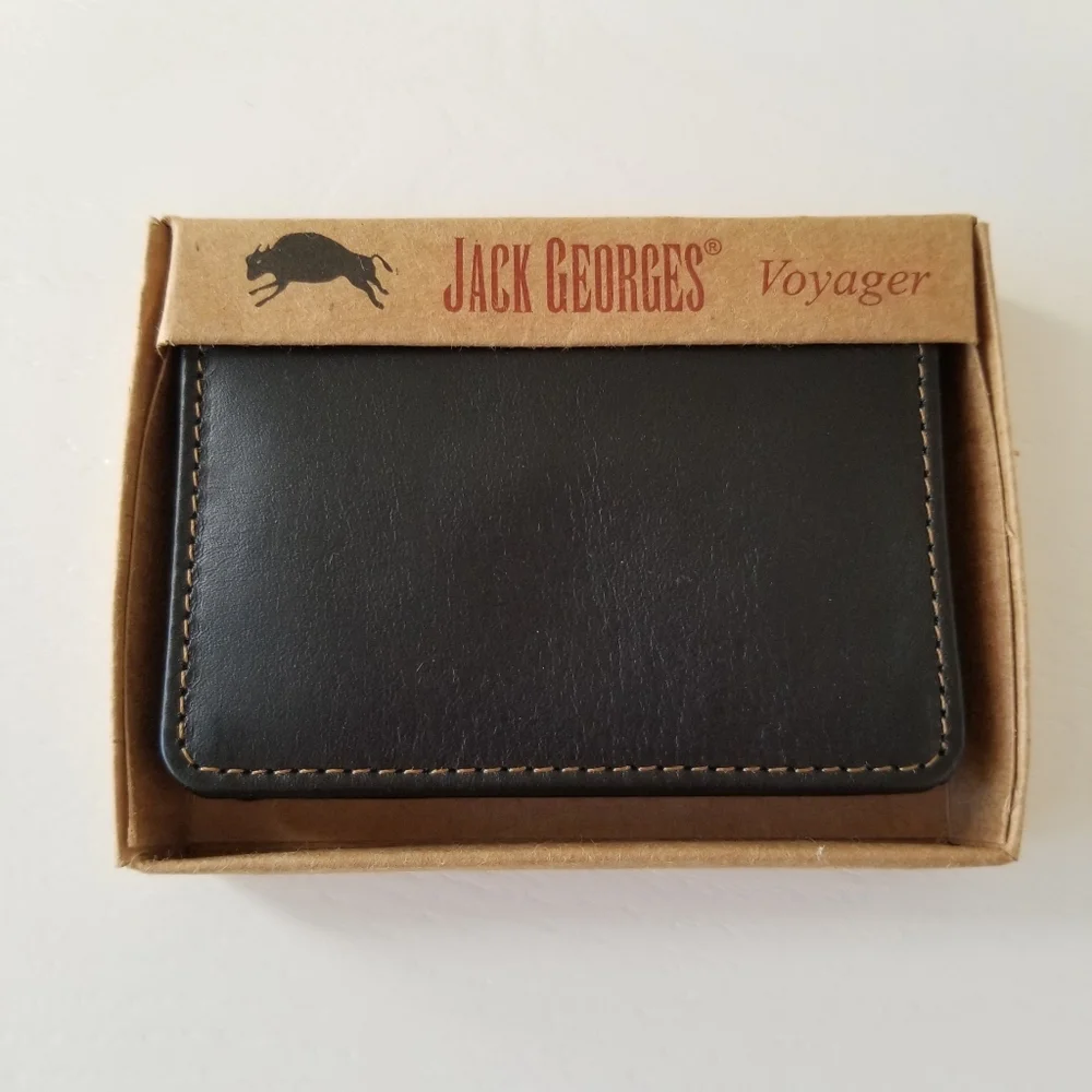 Jack Georges Business Card Holder RFID Voyager Collection Buffalo Leather New